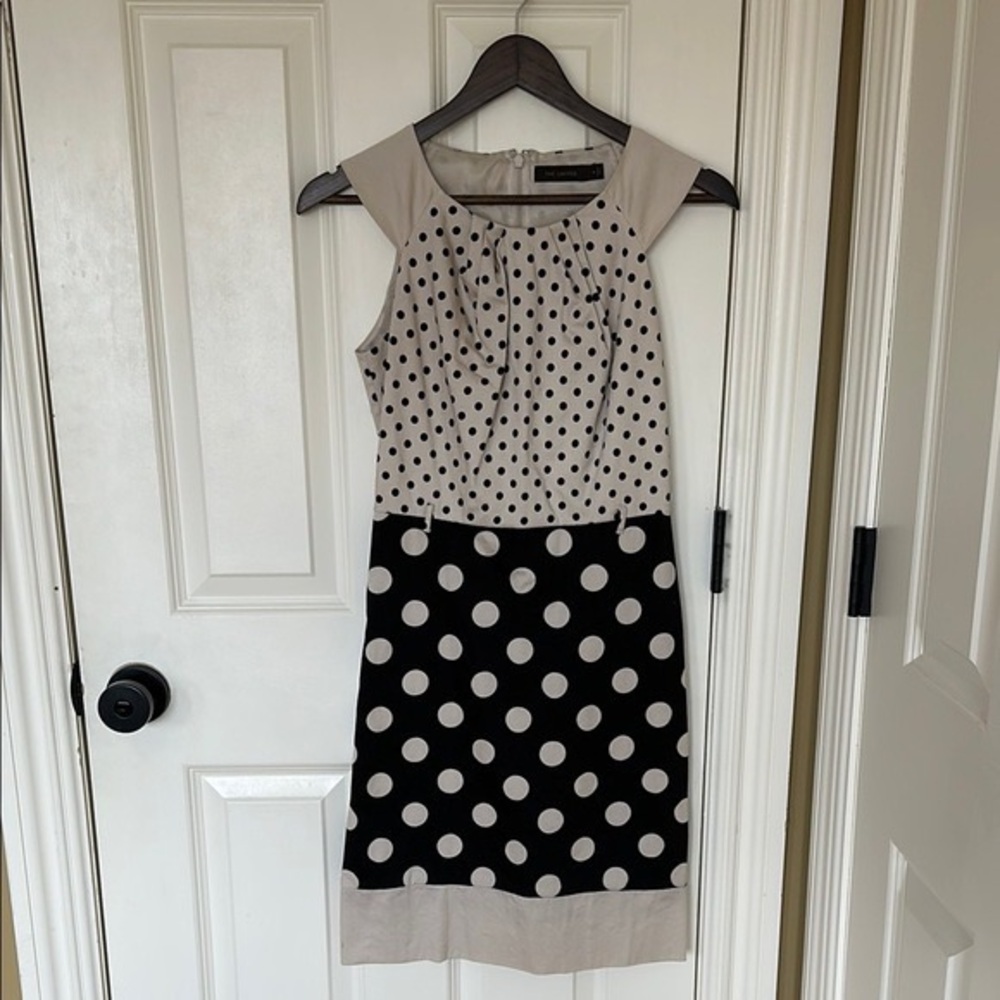 The Limited Black and Cream Polka Dot Midi Dress